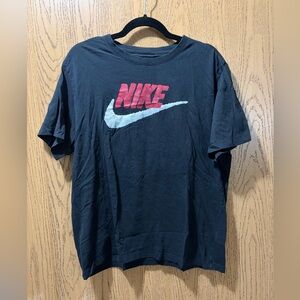 Nike Men's Dark Gray Tee with Red Logo